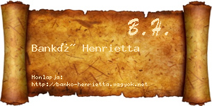 Bankó Henrietta névjegykártya